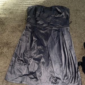 Strapless dark metallic purple strapless dress